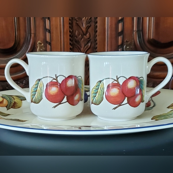 (2)"Autumn Fayre" 10oz Mugs🍒🍑 Pristine by Staffordshire 🇬🇧 - Picture 5 of 7